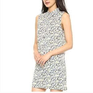 Equipment Floral Sleeveless Dress - Blue and Yellow